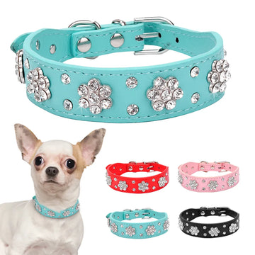 Rhinestone Pet Collar  / Leather