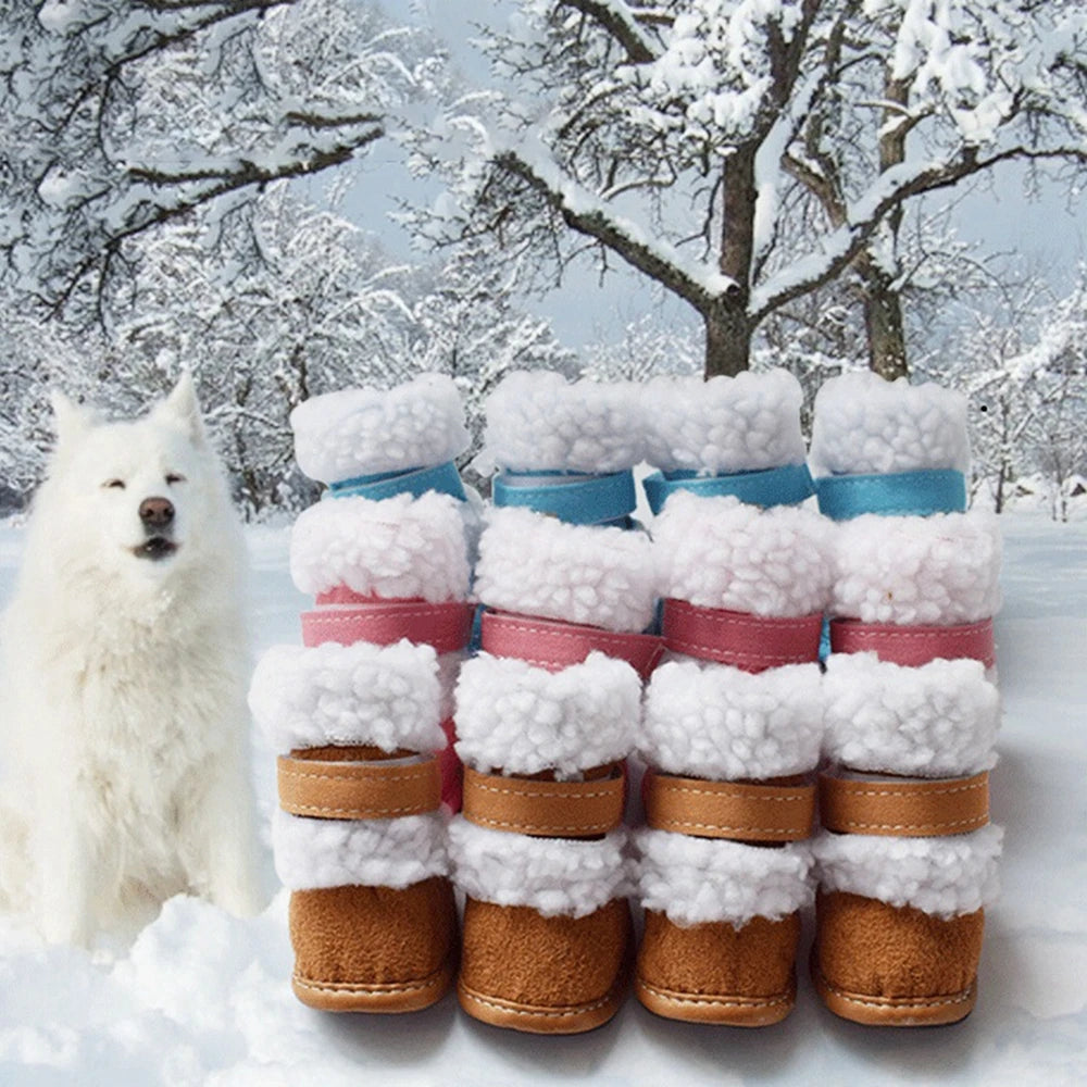 4Pcs/Set Anti-slip Thick Winter Pet Dog Shoes