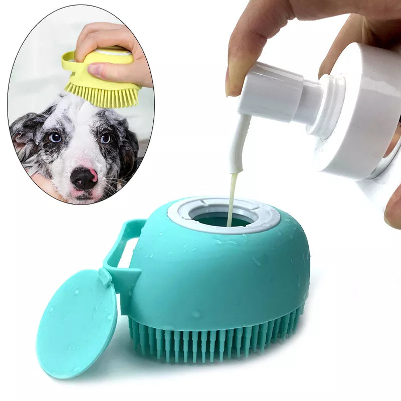 Pet Bath Brush With Hidden Shampoo Compartment