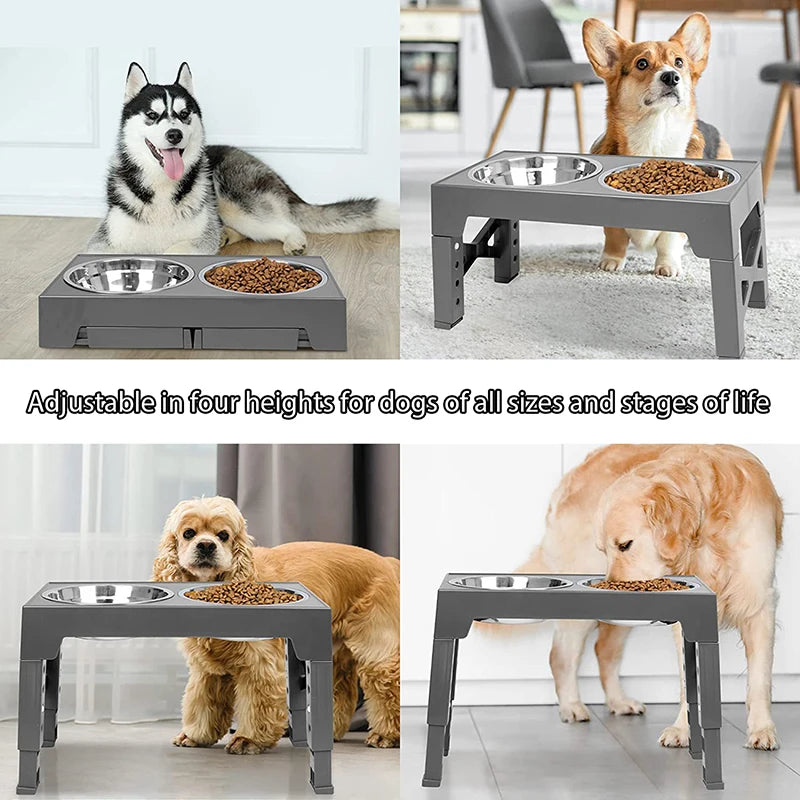 Elevated Pet Bowls with Adjustable Stand