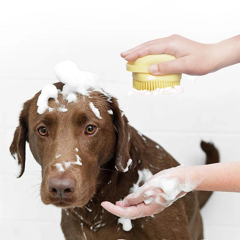 Pet Bath Brush With Hidden Shampoo Compartment