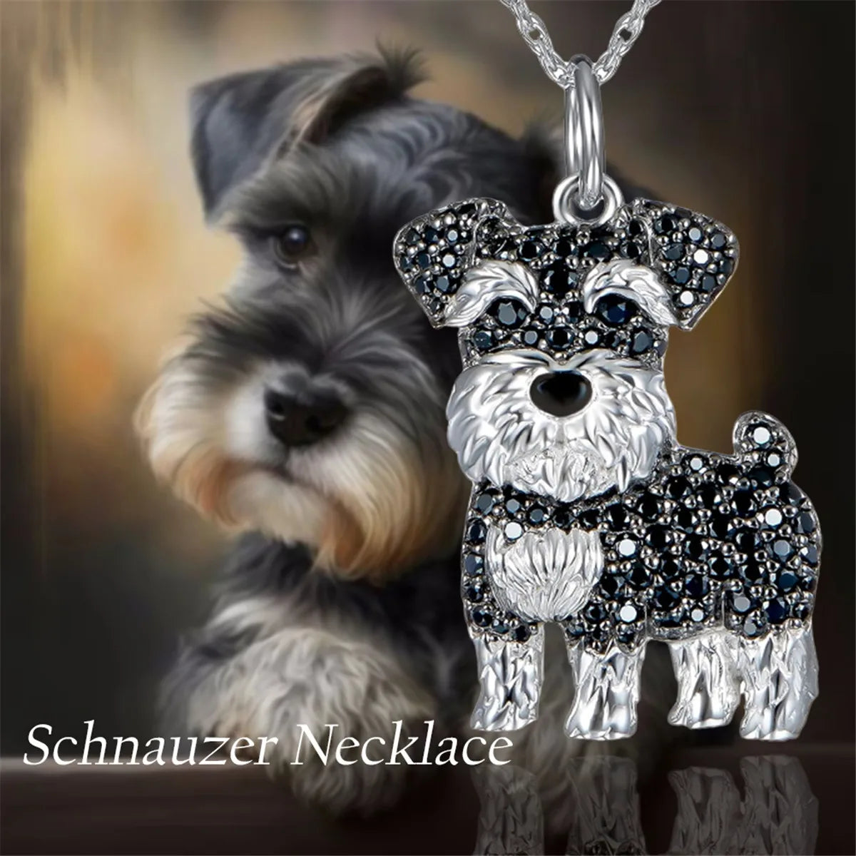 Cute Rhinestone Dog Pendant Necklace