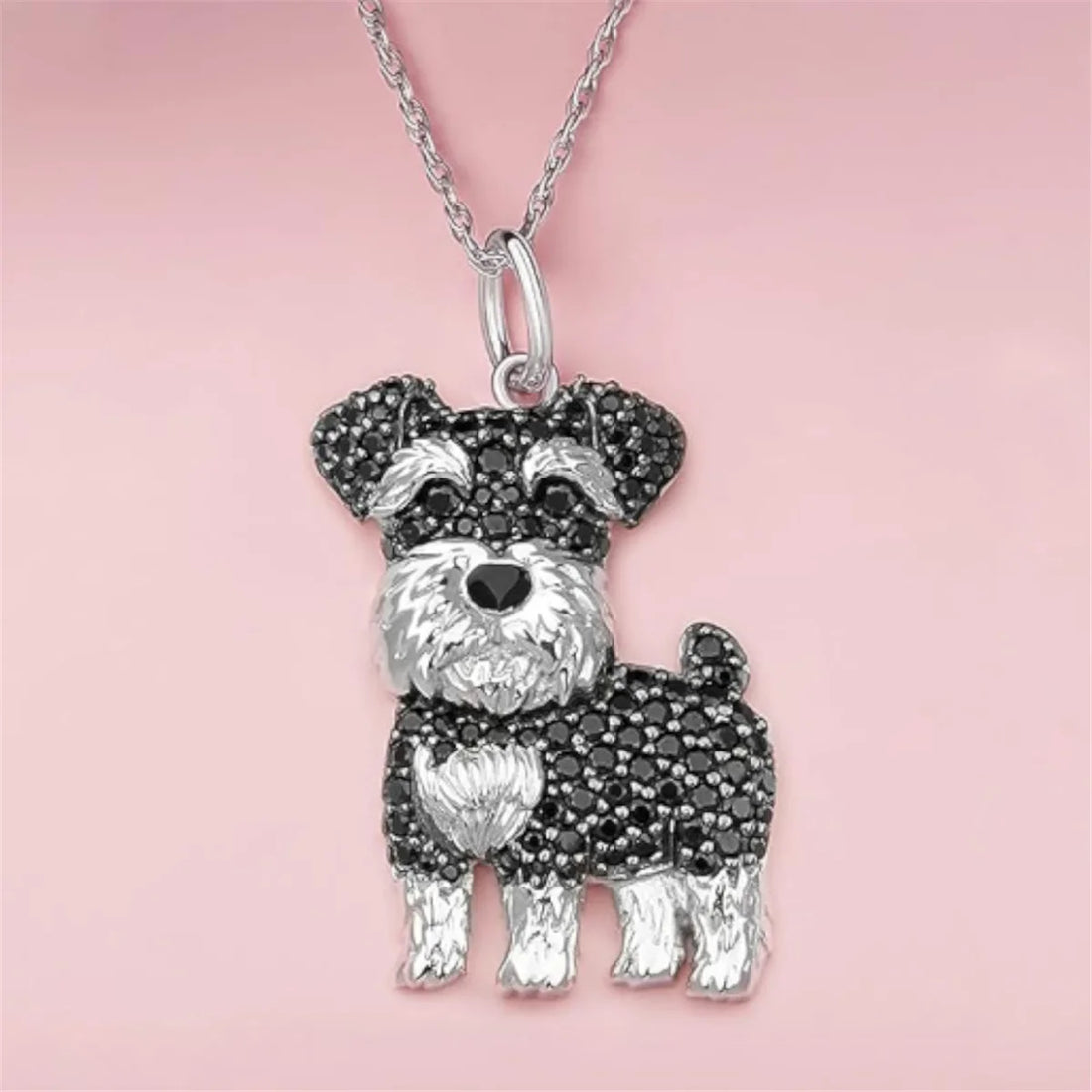 Cute Rhinestone Dog Pendant Necklace