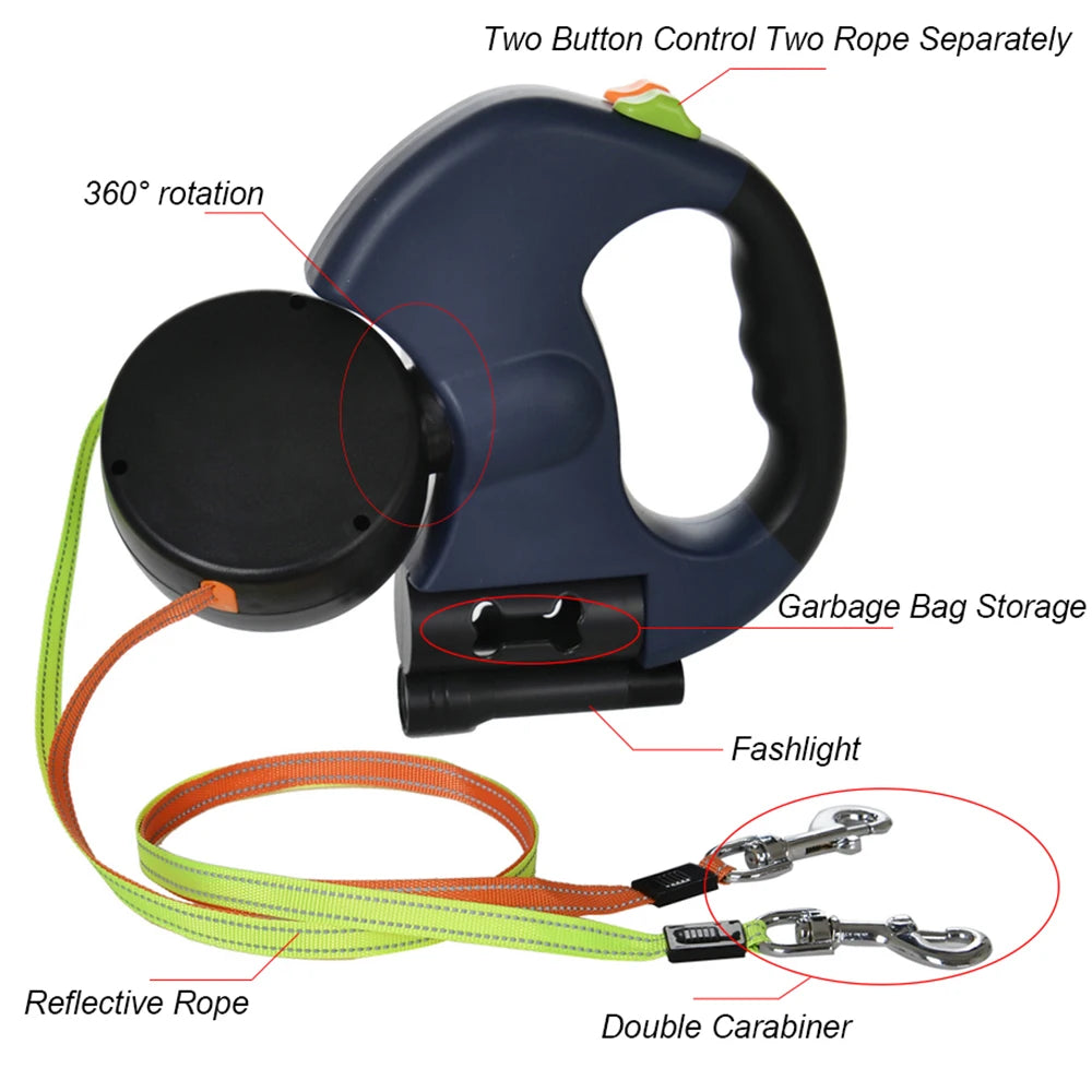 Auto-Retractable Dual Dog Leashes