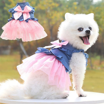 Pretty Pet Princess Dress With Denim and Tulle