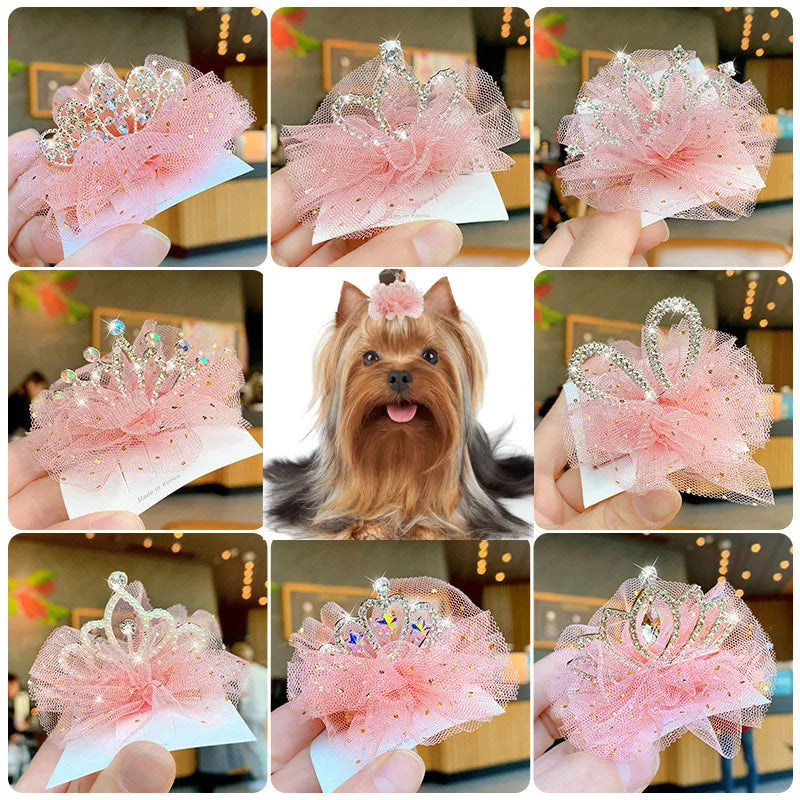 Pet Princess Crown & Lace Hair Clip