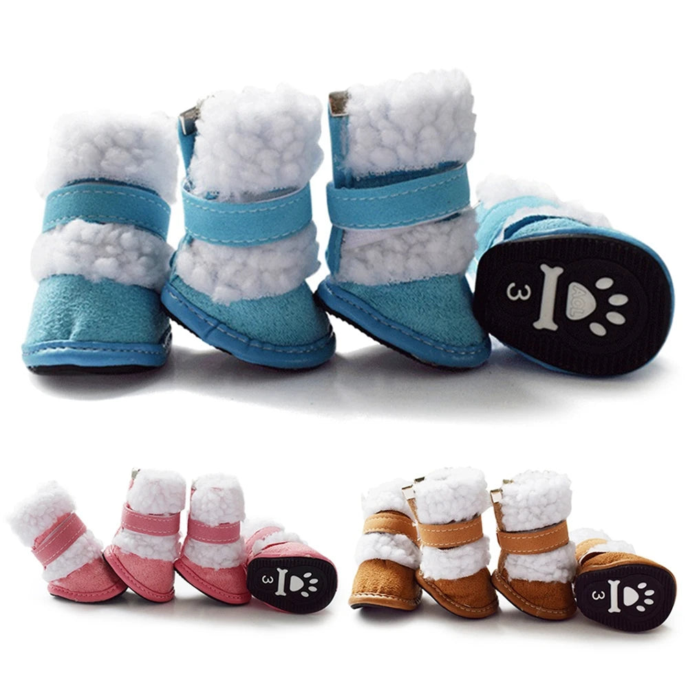 4Pcs/Set Anti-slip Thick Winter Pet Dog Shoes