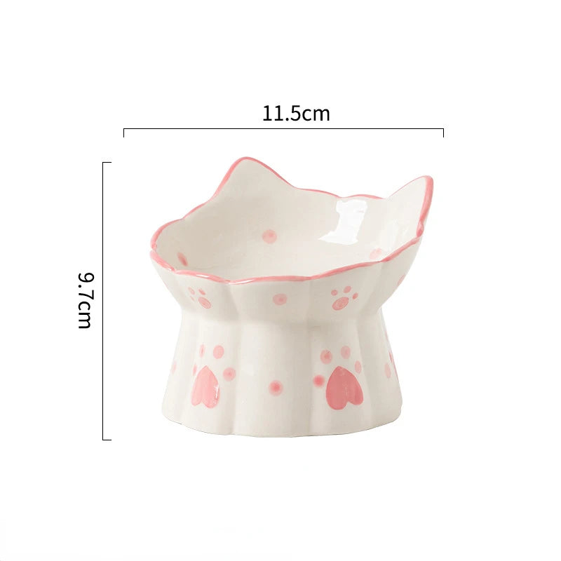 Cat Ceramic Elevated Food Bowl